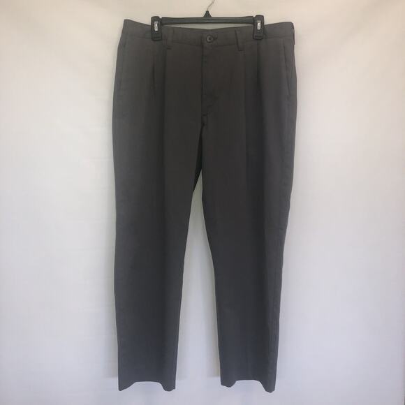 Lee Zip Up Adult 36 x 32 Mens Grey Pleated 100% Cotton Dress Pants - Picture 1 of 8